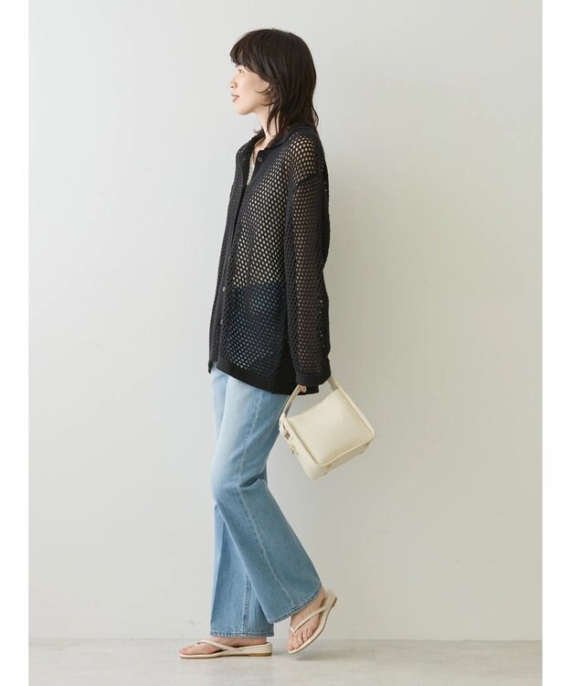 AMERICAN HOLIC 透かし編みニットカーディガン Black