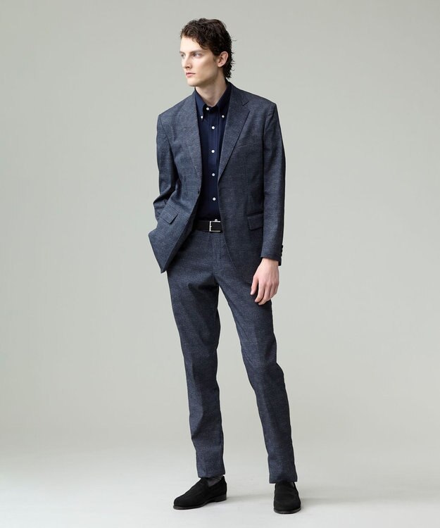 J.PRESS MEN 感動！？上品な見た目に着心地抜群なセットアップ【MECHANICAL】【超軽量 / 清涼感 / 洗える】 ハイパワーストレッチ リネンルックジャケット グレー系