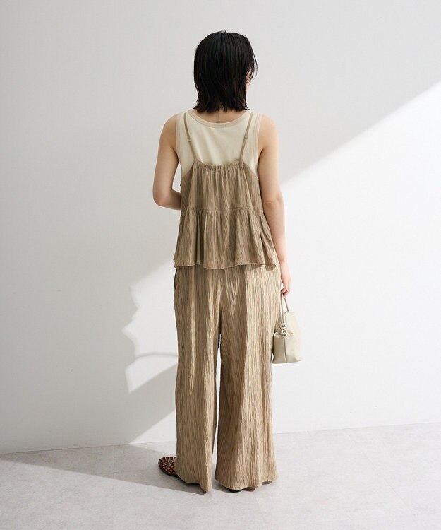 Green Parks ジャガードフリルサロペット Beige