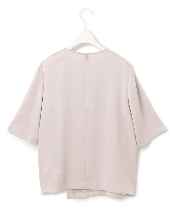 ICB 【洗える】 サテンクレープ Tブラウス パールグレー系