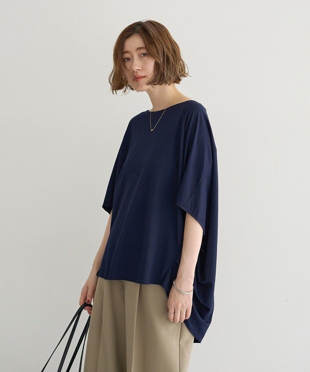 YECCA VECCA 異素材切替バックデザインプルオーバー Navy