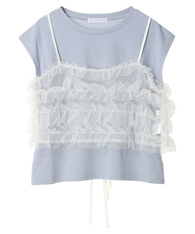 Green Parks ・ｓｗｉｎｇ　ｂｙ　ＳＥＴ２点チュールビスチェ＆フレンチＴ Sax