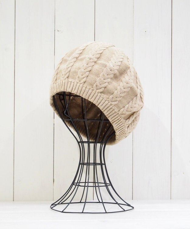 石田製帽 オーガニックコットン アラン編みベレー ベージュ