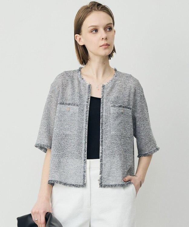 ICB L 【先行予約】サマーレノクロス ハーフスリーブジャケット オフホワイト×ブラック