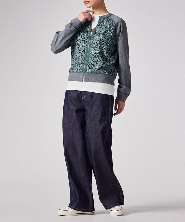 Paul Smith Horseshoe Leopardジップアップ ニット グレイッシュブルー