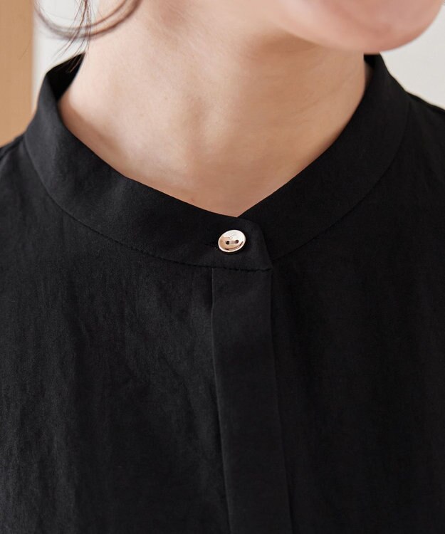 Tiaclasse 【洗える】ピンタックギャザーブラウス ブラック