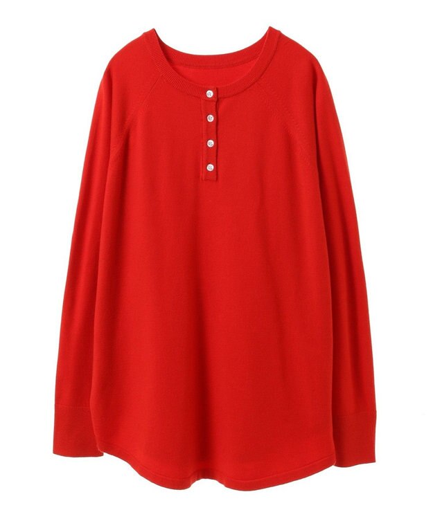 AMERICAN HOLIC ２ＷＡＹバイパチヘンリーネックニットプルオーバー Red