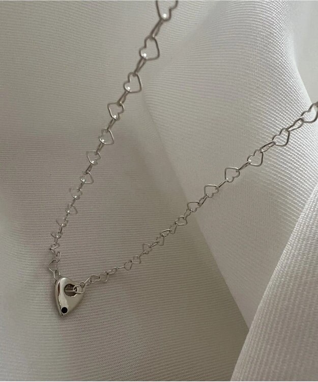 yoaa シルバー925 ハートブラックダイヤモンドネックレス シルバー925