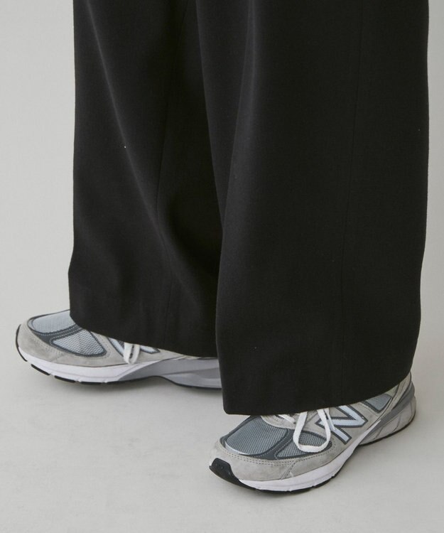 WEGO 起毛TR ワイドストレートスラックス ブラック