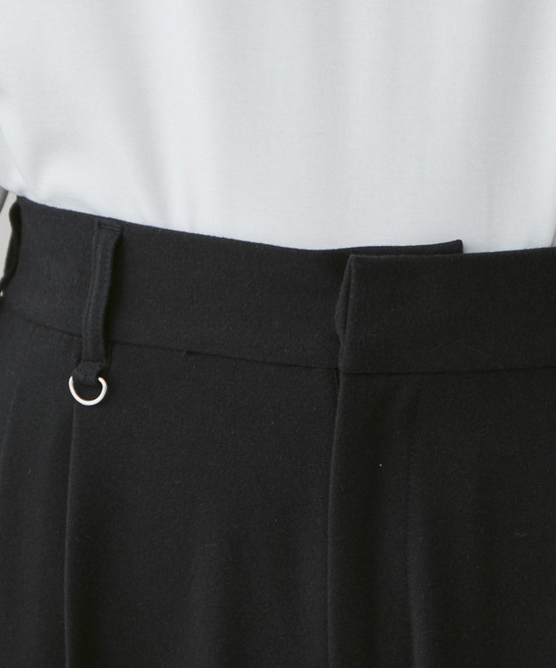 WEGO 起毛TR ワイドストレートスラックス ブラック