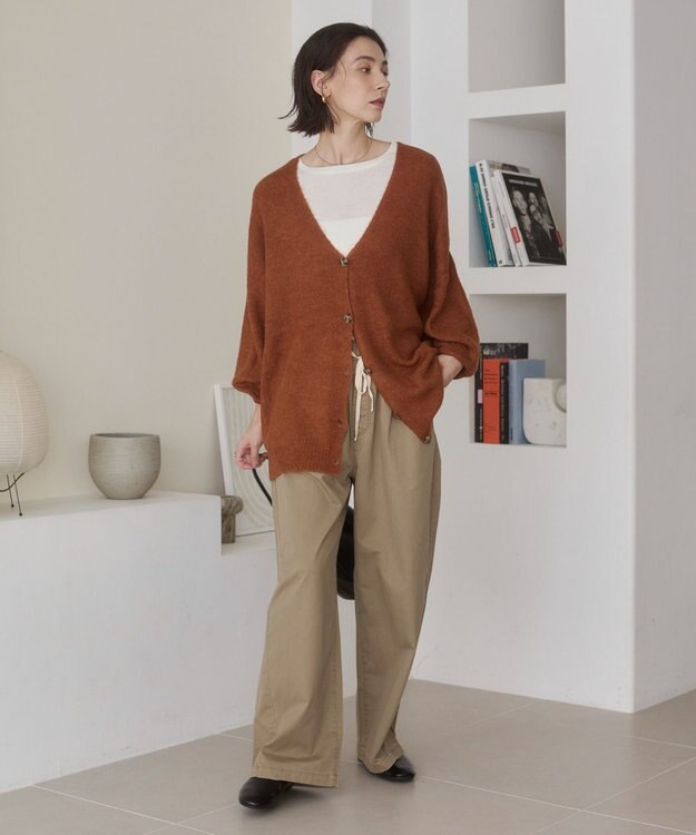 WEGO 【ANGIE VINTAGE】オーバーサイズVネックカーディガン ダークオレンジ