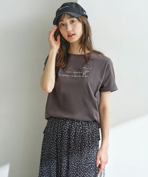 ANY SIS L ロゴ刺繍 Tシャツ スレート