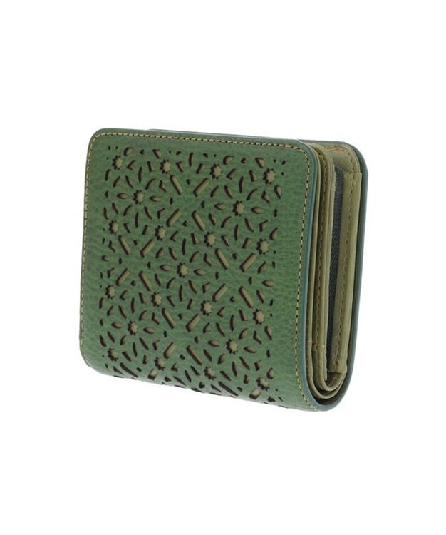 genten ダイヤカットワーク　二つ折り財布 フォレストグリーン