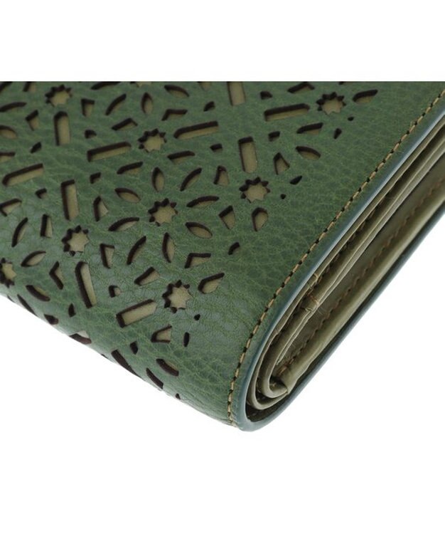genten ダイヤカットワーク　二つ折り財布 フォレストグリーン