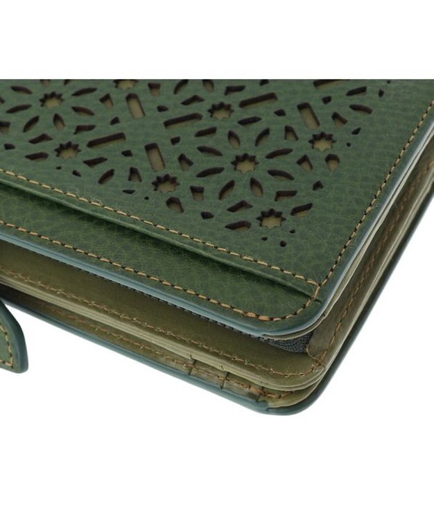 genten ダイヤカットワーク　二つ折り財布 フォレストグリーン