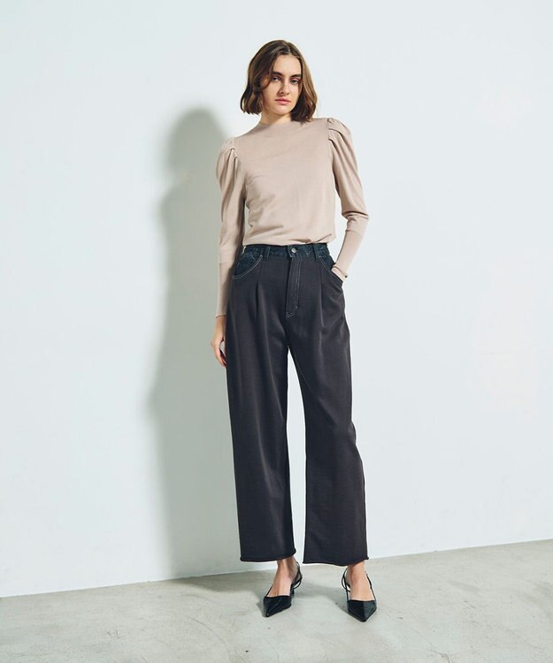 GRACE CONTINENTAL タックスリーブニットトップ ベージュ