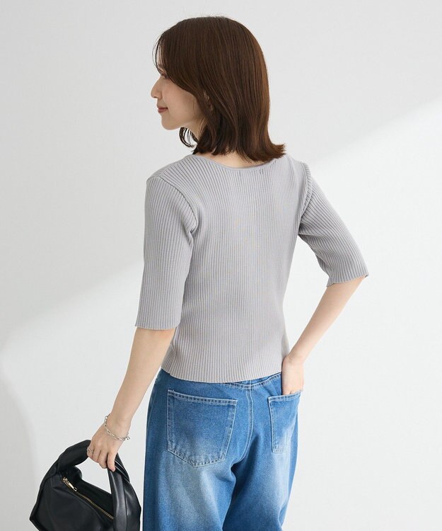 Green Parks ・ｓｗｉｎｇ　ｂｙ　フロントリボンリブニット Light Gray