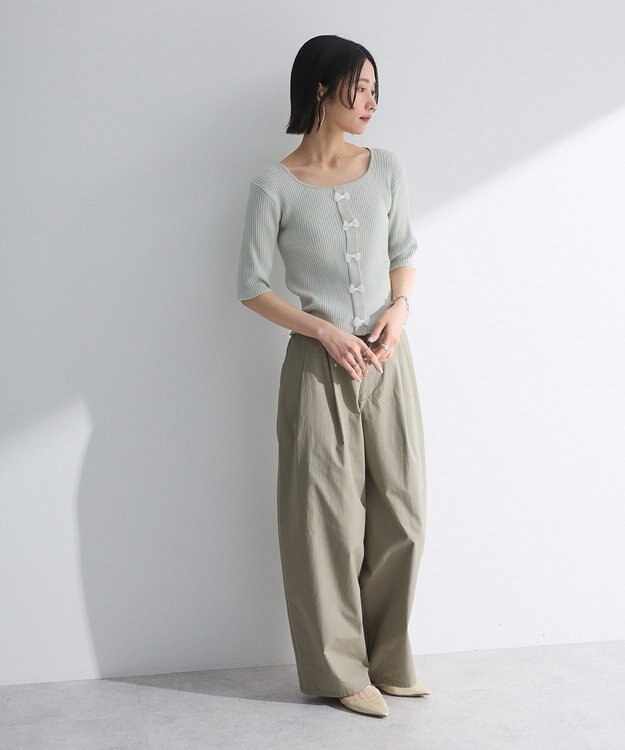 Green Parks ・ｓｗｉｎｇ　ｂｙ　フロントリボンリブニット Light Gray