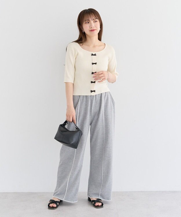 Green Parks ・ｓｗｉｎｇ　ｂｙ　フロントリボンリブニット Light Gray