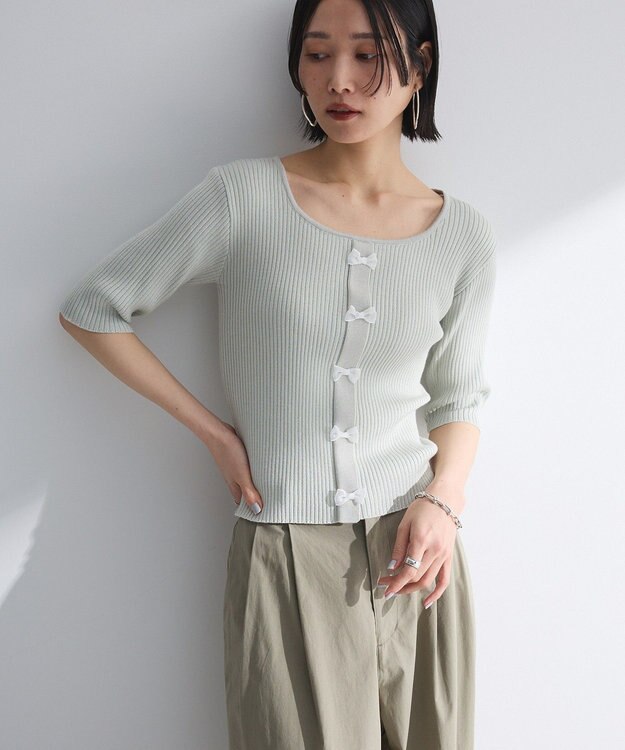 Green Parks ・ｓｗｉｎｇ　ｂｙ　フロントリボンリブニット Light Gray
