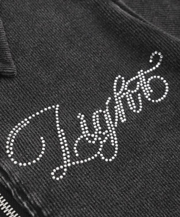 WEGO ラインストーンロゴWZIPトップス スミクロ