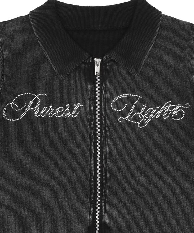 WEGO ラインストーンロゴWZIPトップス スミクロ