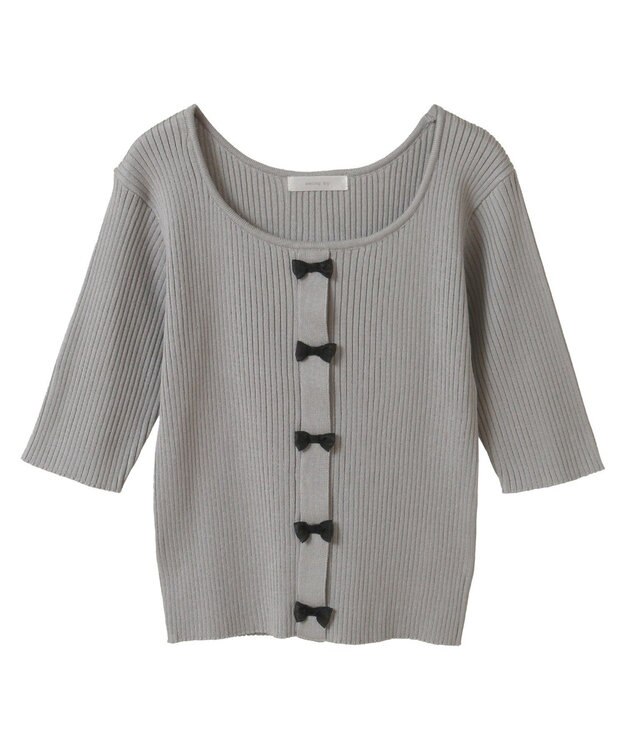 Green Parks ・ｓｗｉｎｇ　ｂｙ　フロントリボンリブニット Light Gray
