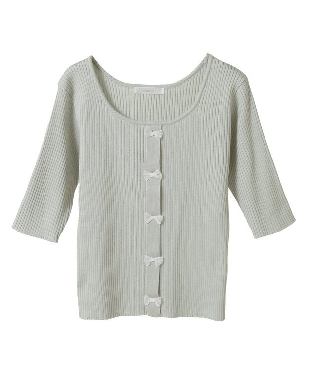 Green Parks ・ｓｗｉｎｇ　ｂｙ　フロントリボンリブニット Light Gray