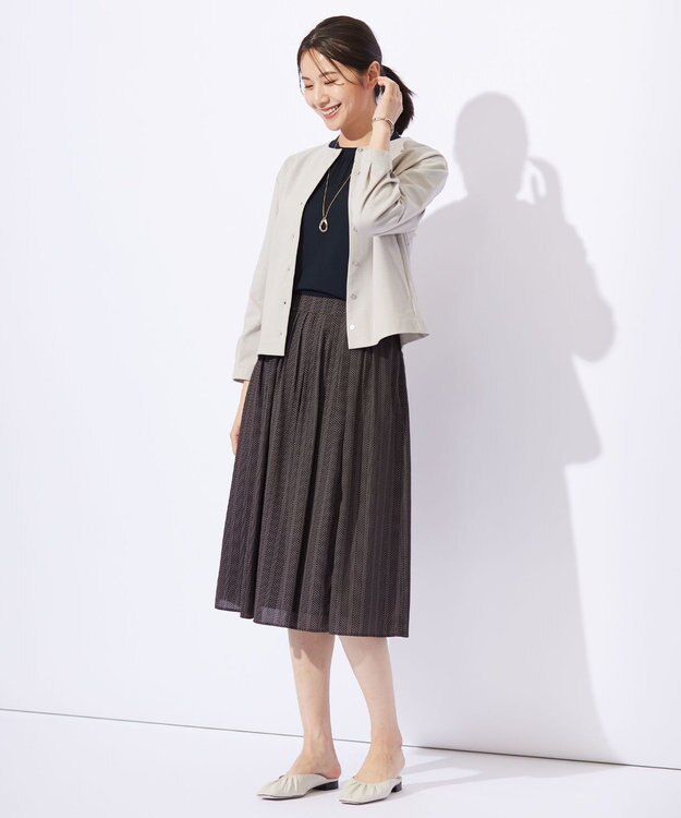 J.PRESS LADIES L グログランジャージー カーディガン グレージュ系