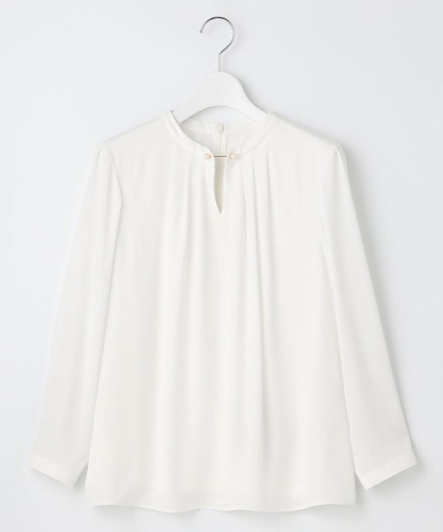 23区 S 【洗える】シルキーデシン パールモチーフ カットソー ホワイト系