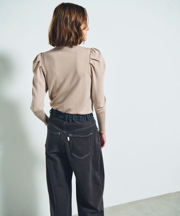 GRACE CONTINENTAL タックスリーブニットトップ ベージュ