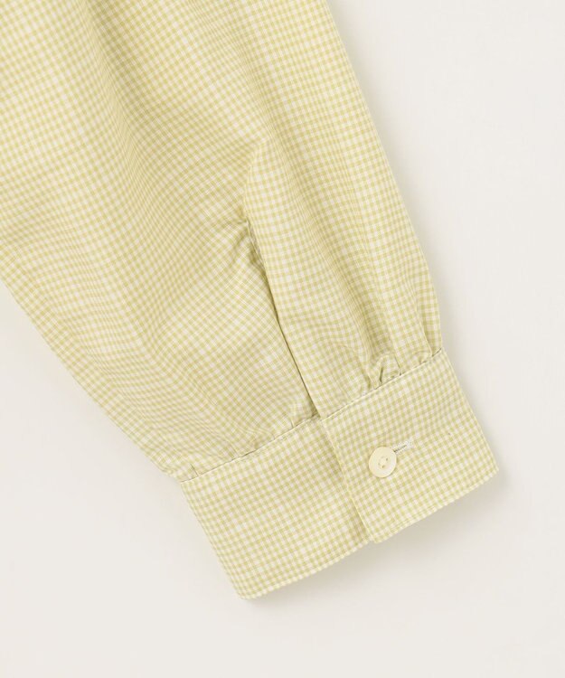 J.PRESS LADIES L 【洗える】セルロース チェック バンドカラー ブラウス ピスタチオ系3