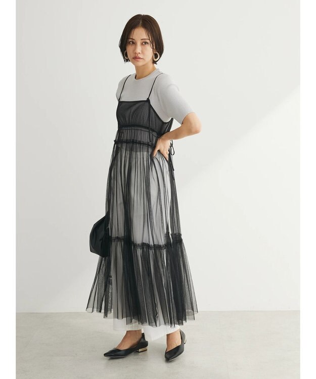 Green Parks ・ＥＬＥＮＣＡＲＥ　ＤＵＥ　２ｗａｙチュールキャミワンピ Black