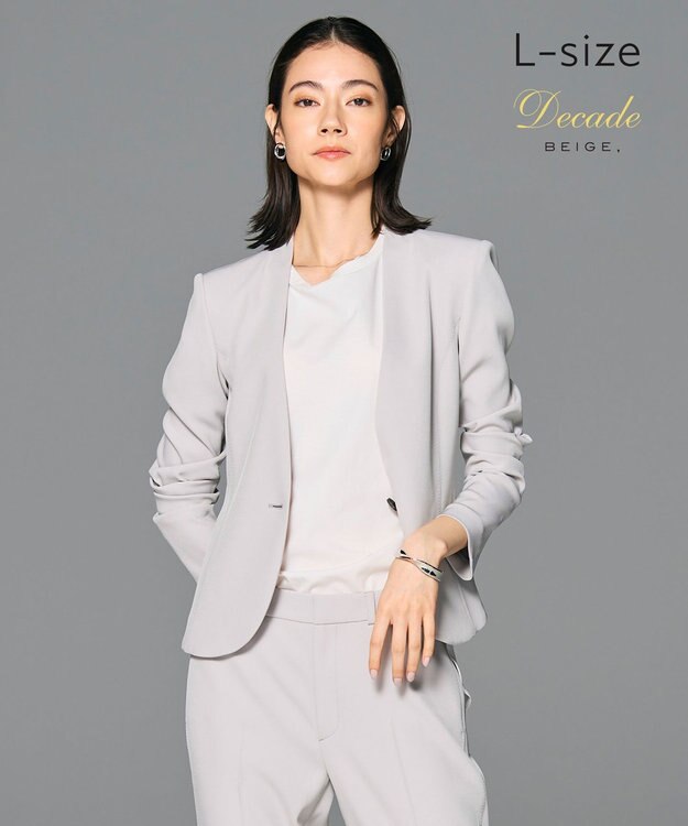 BEIGE， 【L-size・セットアップ対応】LUIZA / ノーカラージャケット L.Grey