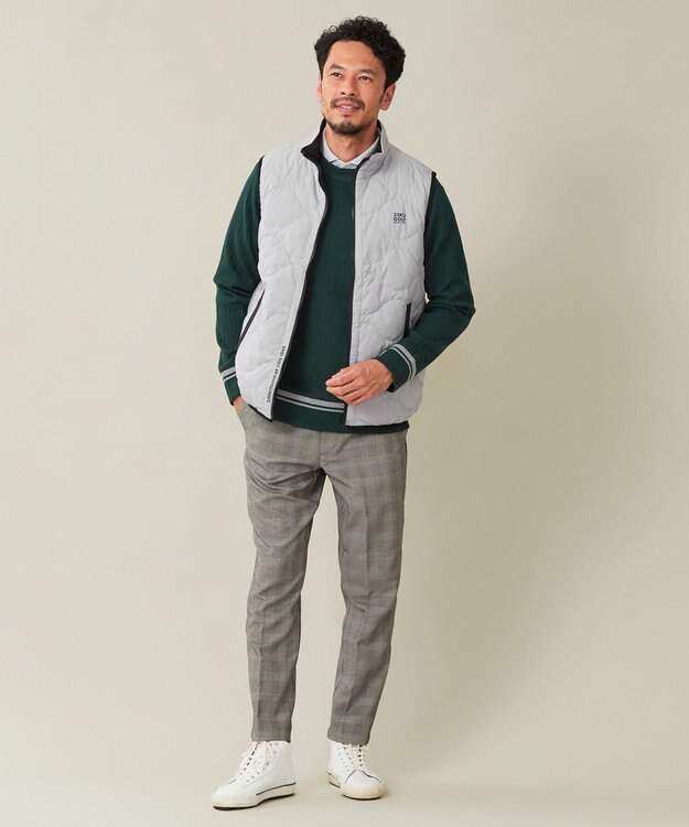 23区GOLF 両面使える【MEN】リバーシブル ダウンベスト ライトグレー系