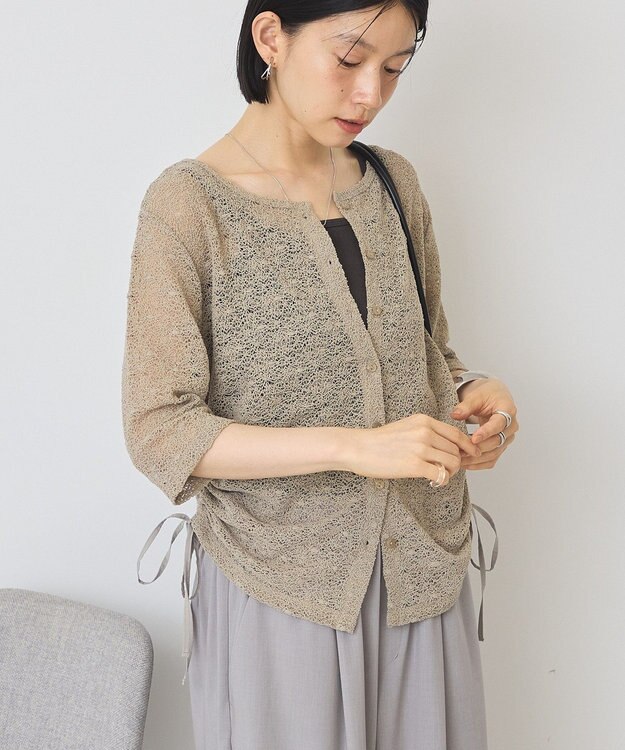 AMERICAN HOLIC レース5分袖カーディガン Beige