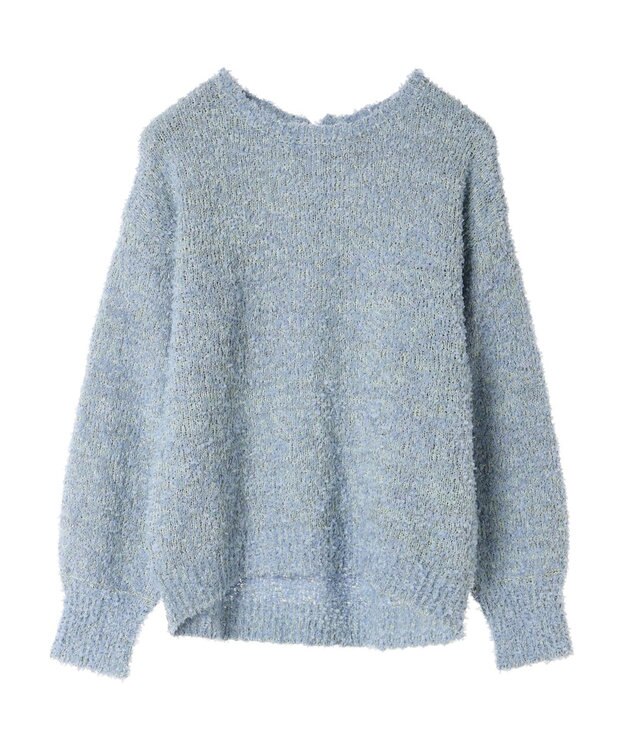 YECCA VECCA レースアップリボンヤーンニット Blue