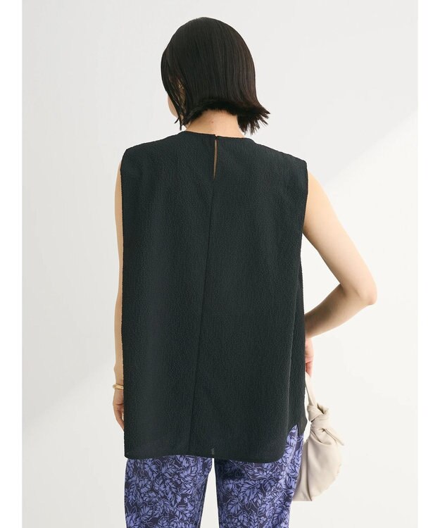 Green Parks 異素材レイヤードノースリーブブラウス Black