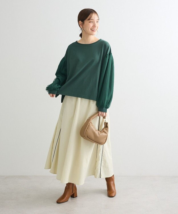 Green Parks 袖チュールドッキングプルオーバー Green
