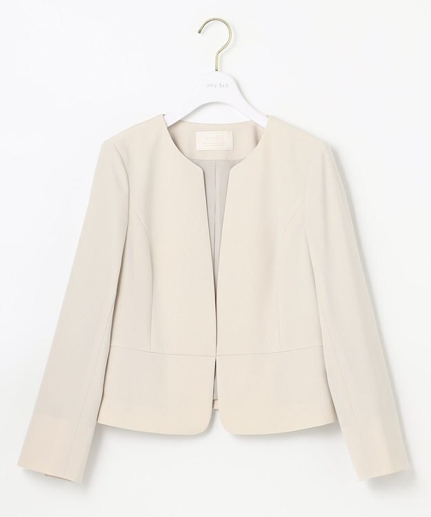 ANY SIS 【セットアップ対応】セレモニーダブルクロス ノーカラー ジャケット ベージュ