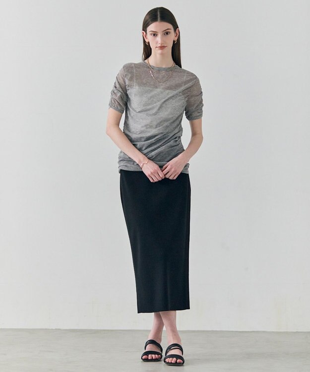 BEIGE， TOPAZ / アレンジギャザー ニット L.Grey