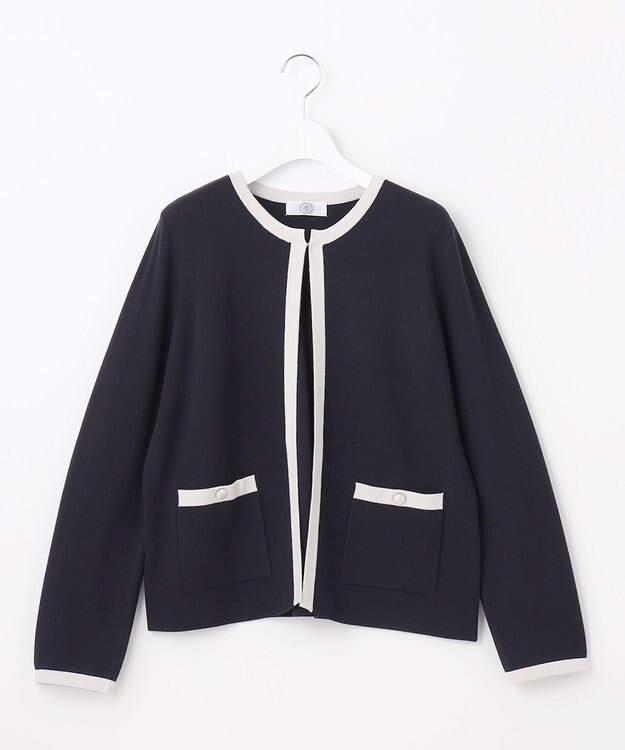 J.PRESS LADIES S 【WEB限定カラーあり・洗える】TRIM RAYON STRETCH カーディガン ネイビー系
