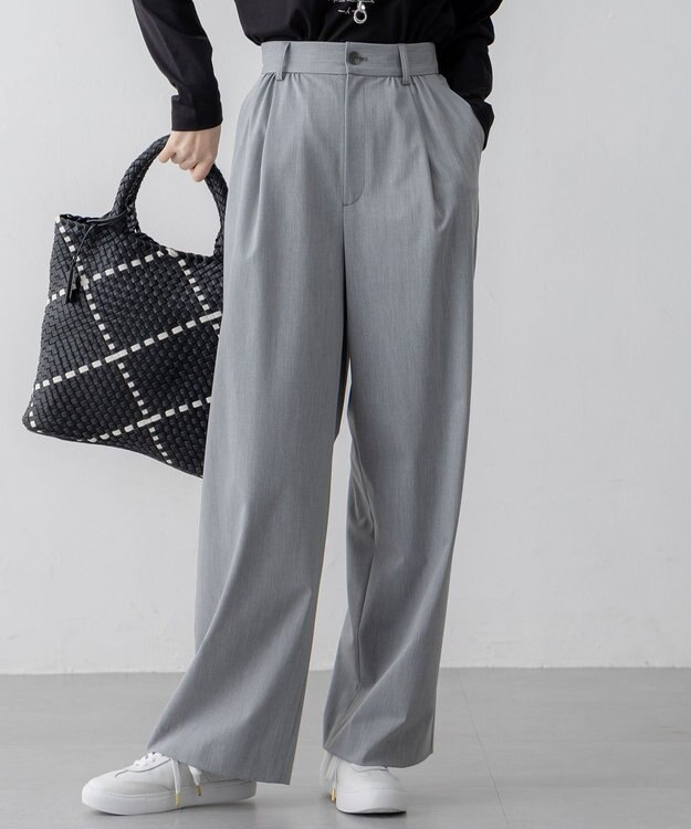 23区 【Oggi3月号掲載/セットアップ対応】ライトクロス ワイドパンツ ライトグレー系