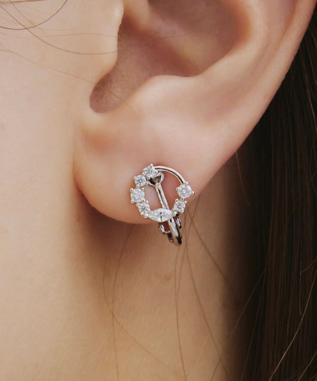 Tiaclasse 【金属アレルギー対応】　サークルストーンイヤリング シルバー