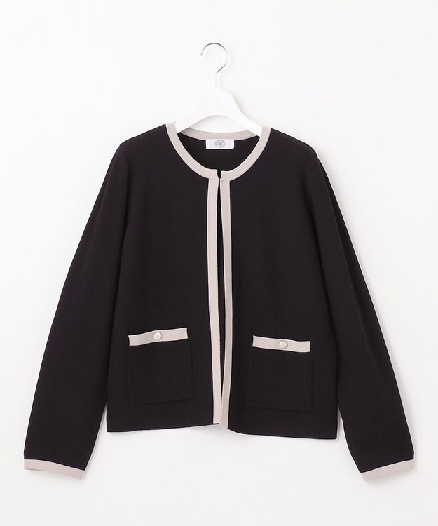 J.PRESS LADIES S 【WEB限定カラーあり・洗える】TRIM RAYON STRETCH カーディガン ブラック系