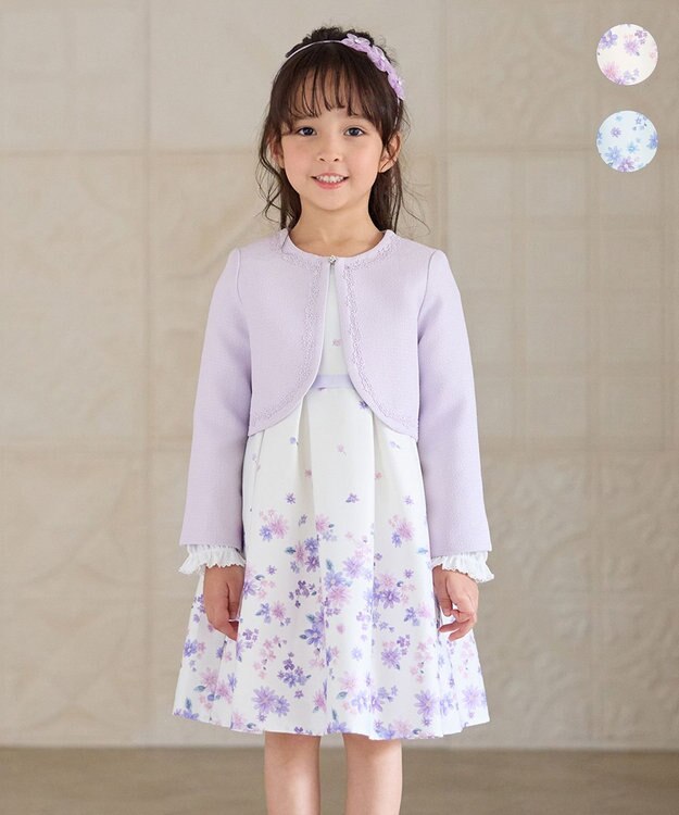 ANY KIDS 花柄プリント ワンピース エクリュ