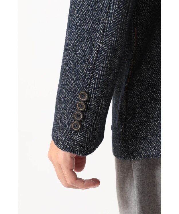 DAKS 軽量ヘリンボーン カジュアルテーラードブレザー チャコールグレー