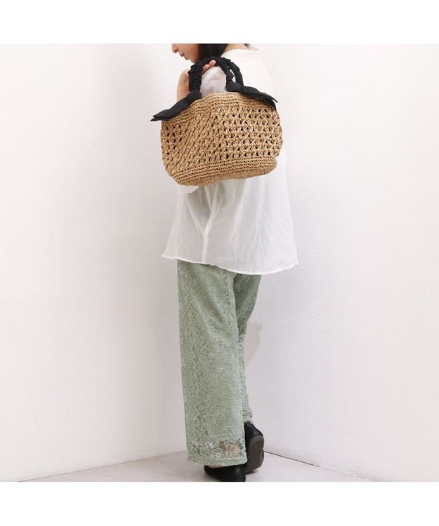 UNBILLION カシュカシュ cachecache / 下がりリボン柄編みトート ブラック