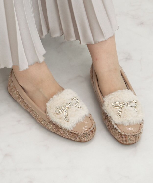 Bridget Birkin 【Bridget Birkin】キラキラリボンムートンシューズ ベージュコンビ