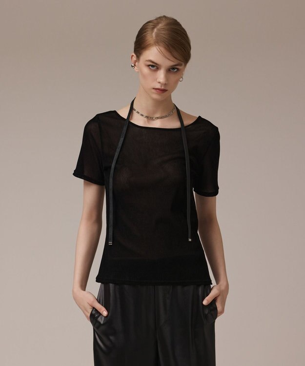 GRACE CONTINENTAL フロッキーチュールカットトップ ブラック